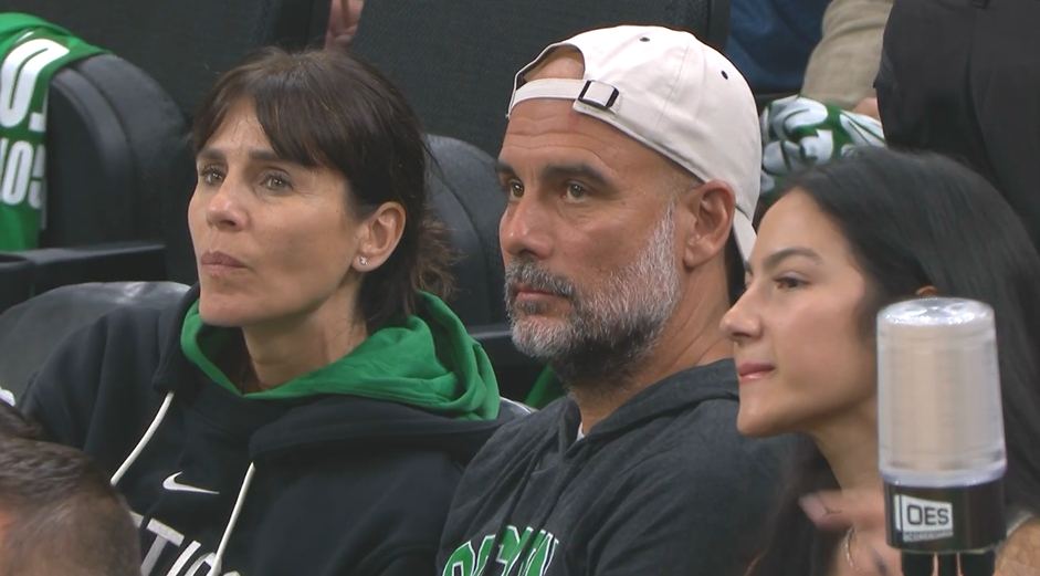 瓜迪奥拉携妻子和女儿一同观战NBA总决赛