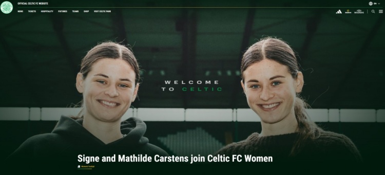 官方：凯尔特人女足签下丹麦双胞胎姐妹西格内和玛蒂尔德