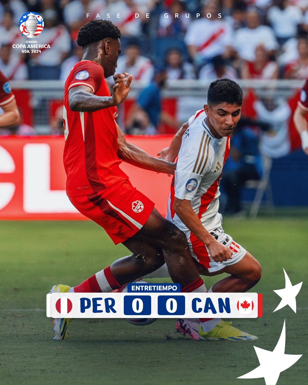 半场-秘鲁0-0加拿大 拉帕杜拉低射造险加拿大0射正