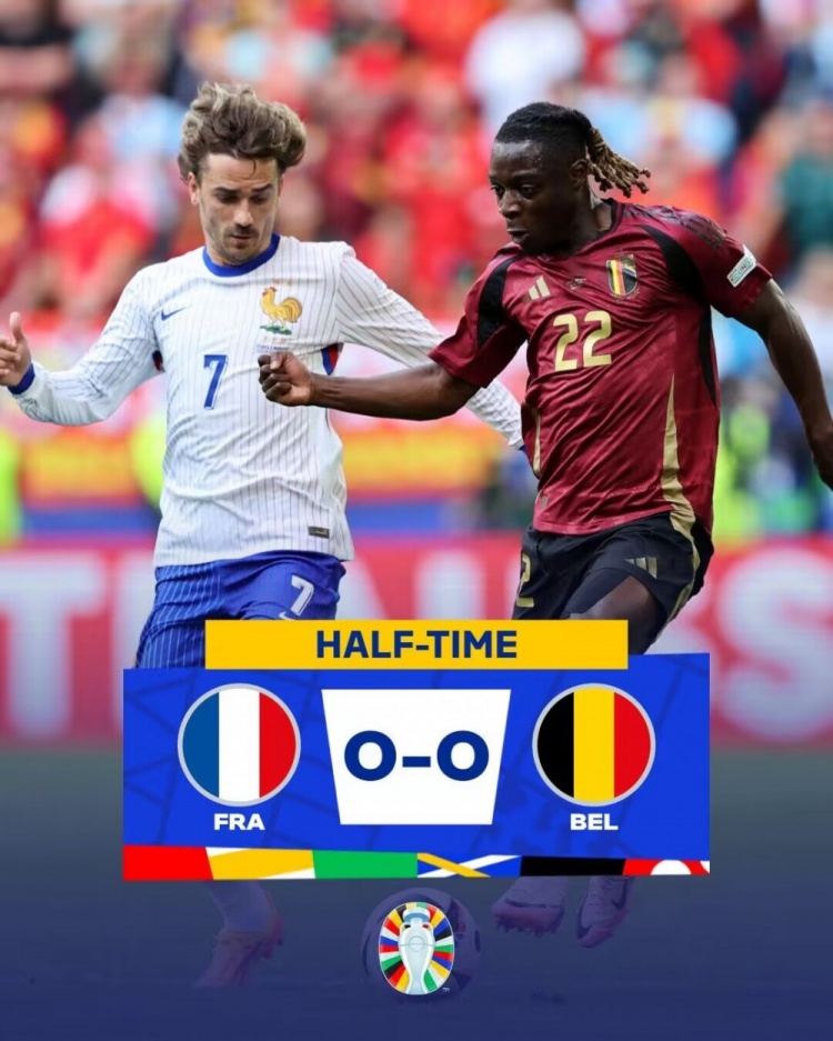 半场-法国0-0比利时 法国24分钟染3黄 拉比奥特累计黄牌将停赛